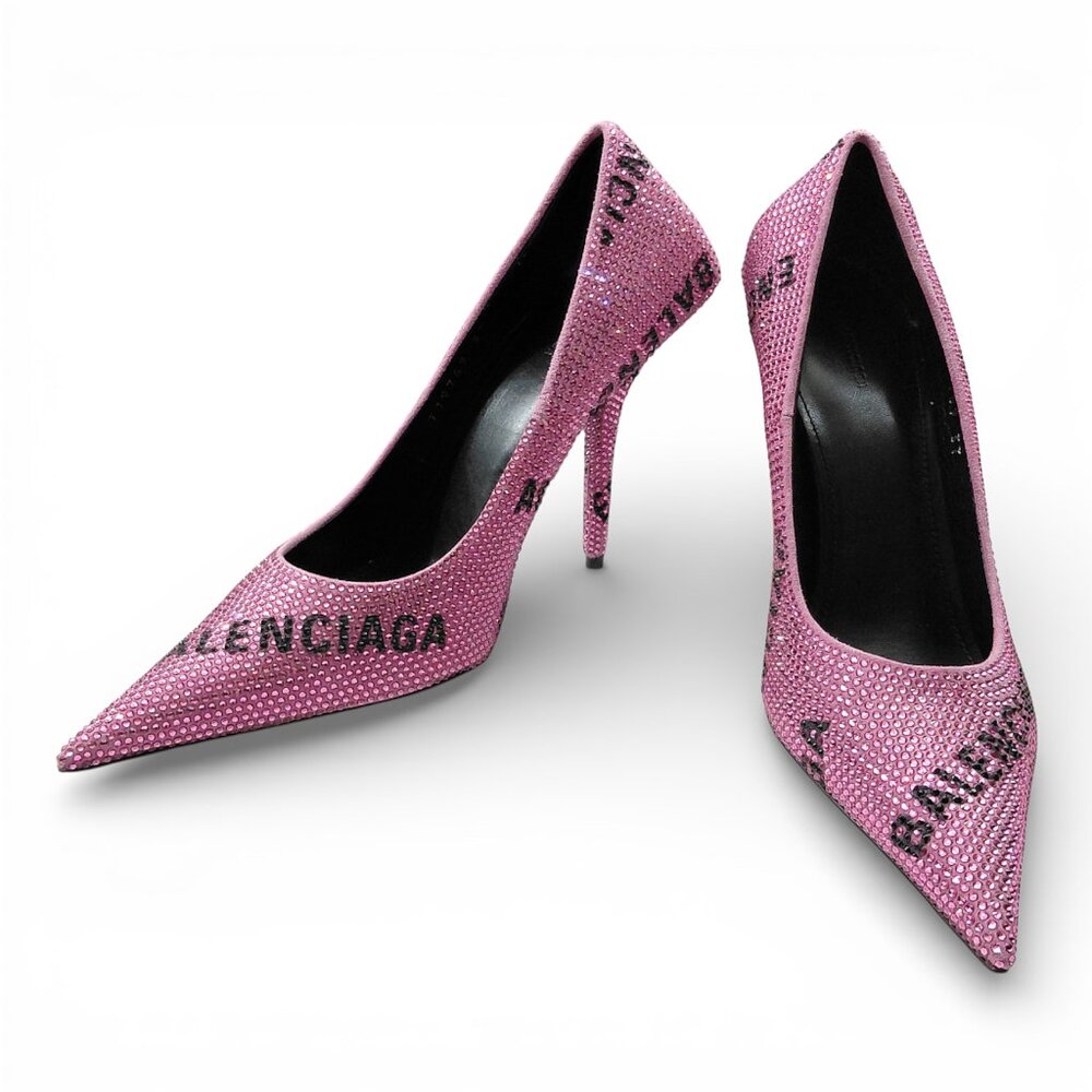 Balenciaga Womens Square Knife Embellished Pink Pumps Size EU 37 (0589) - Picture 3 of 16